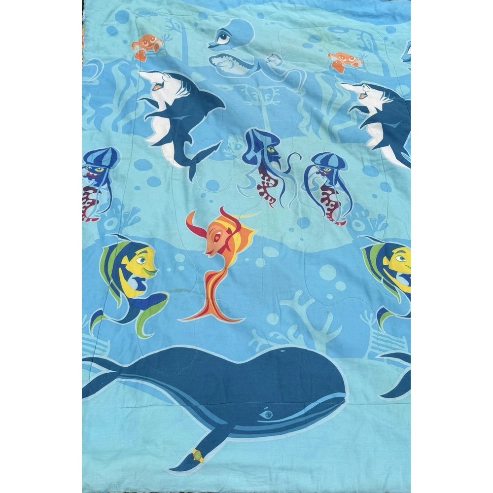 Vintage 2004 Shark Tale Movie Twin Comforter DreamWorks Y2K Cartoon Bedding Read